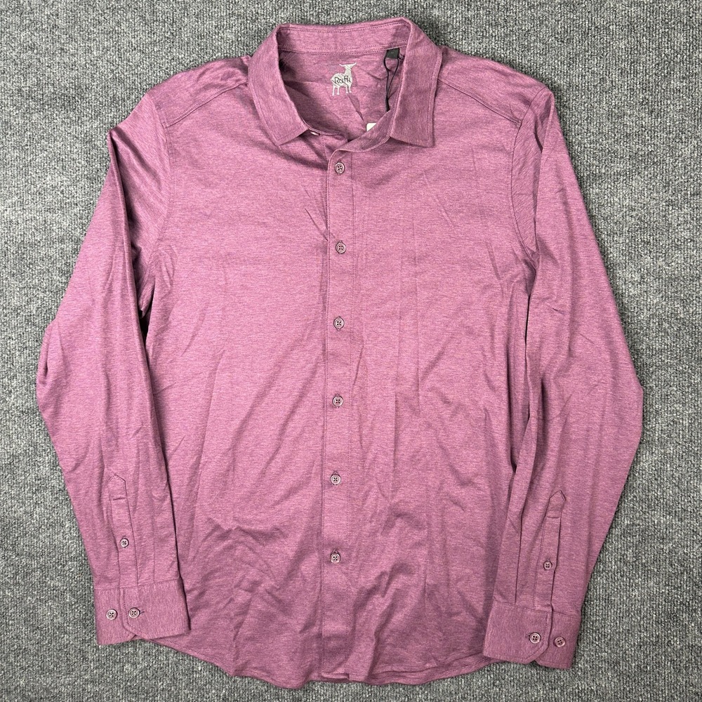 NWT Raffi Men's Long Sleeve Button Up Shirt Purple Heathered 100% Cotton Size M